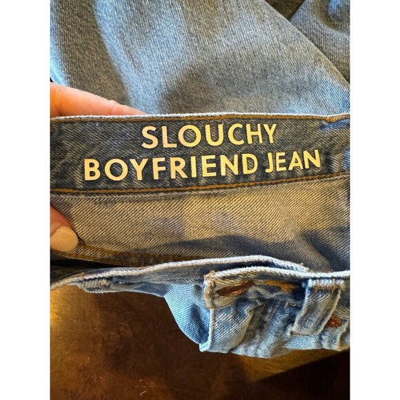 J Crew Jeans Women 24 Petite Blue Medium Wash Distressed Slouchy Boyfriend - Picture 8 of 13